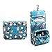 CalorMixs Hanging Toiletry Bag, Travel Organizer Cosmetic Wash Make Up Bag Case for Women Men Toiletry Kit Cosmetic Bag Travel Accessories, Blue Flowers
