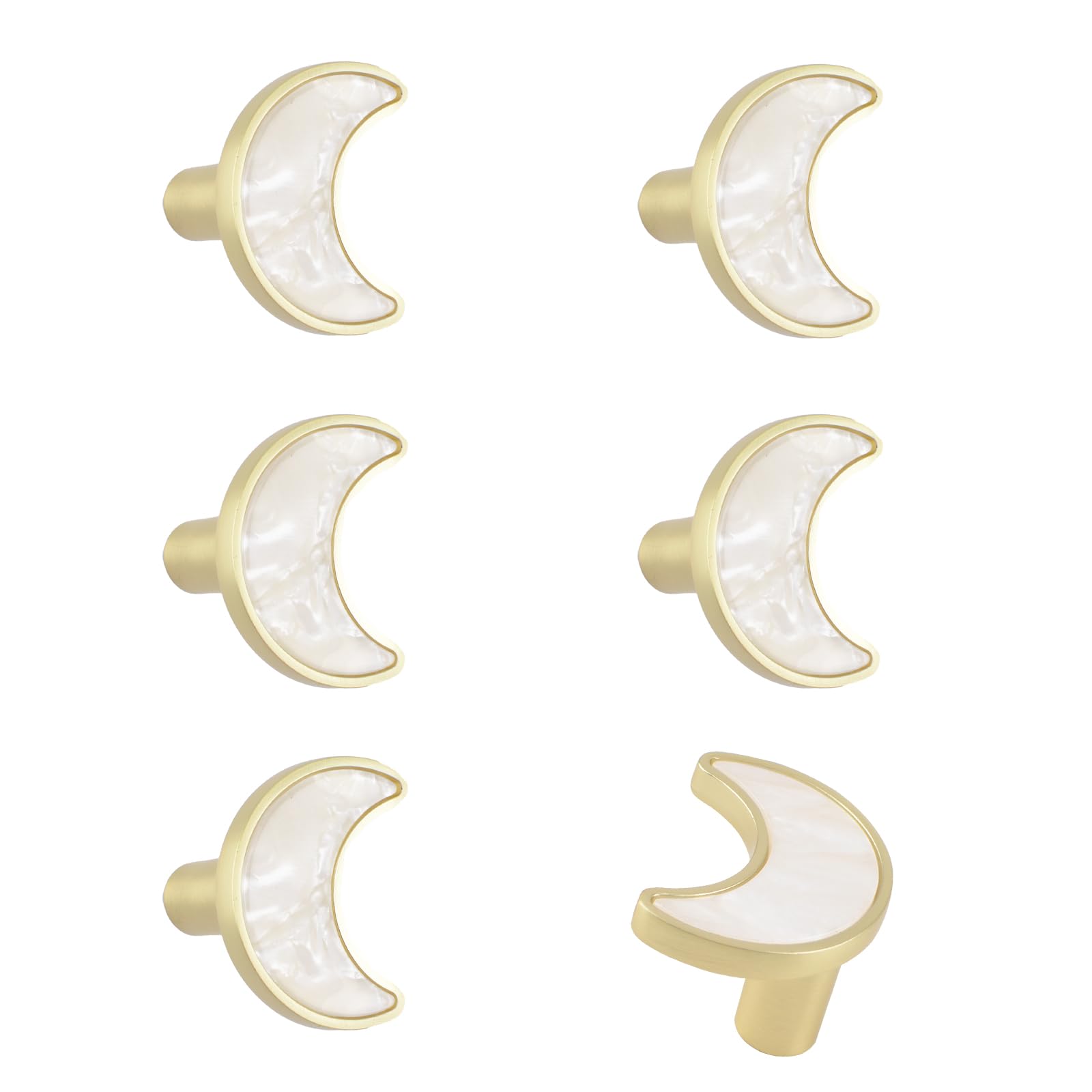 MOROBOR Decorative Moon Kitchen Cabinet Knobs, 6 Pack Creative Dresser Drawer Pulls Furniture Cupboard Door Pull Handles Single Hole Zinc Alloy Knobs Furniture Accessories — image 1