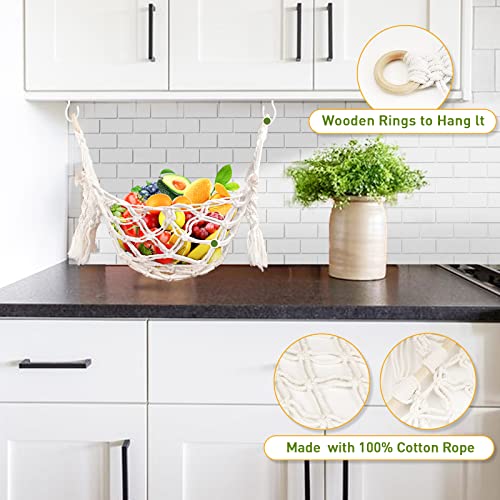 Hanging Fruit Hammock, Macrame Fruit Hammock for Kitchen Under