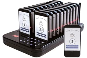Vorole Restaurant Pager, Restaurant Pager System, 20 Pagers for Restaurants, Waterproof Wireless Paging Calling System Retaurant Waiting Buzzers, 1640ft Distance, Stop Button on Beeper