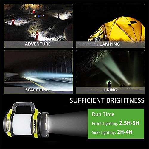 Ustellar Rechargeable 1000LM CREE LED Spotlight, Multi Function Outdoor Camping Lantern Flashlight, Hurricane Lantern, 4000mAh Waterproof LED Searchlight with USB Cable, for Hiking Fishing Emergency - Thumbnail 5