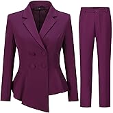YUNCLOS Womens Suits 2 Piece Set Business Casual Double Breasted Blazer and Pantsuits for Work Office