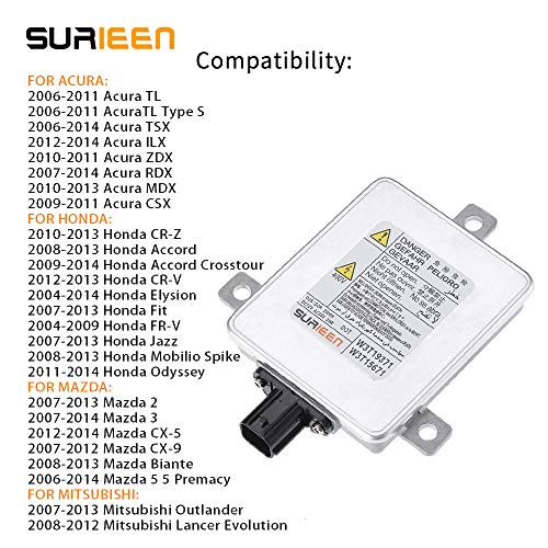 SURIEEN W3T19371 Xenon HID Ballast Headlight Control Unit Assembly Module Replaces W3T15671 W3T13072 Fit for 2006-2014 Acura 2004-2014 Honda 2007-2014 Mazda 2007-2012 Mitsubishi & More - Thumbnail 2