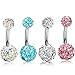 ORAZIO 14G 316L Stainless Steel Belly Button Ring,4Pcs Belly Button Rings Internally Threaded Round Nipple Barbell Studs Navel Ring,Multicolor Round CZ Belly Rings for Women Body Piercing Jewelry