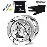 MAGICYOYO N9 Unresponsive Professional Floating Cloud N9 Aluminum Alloy Yo-yos Ball 5 Strings Glove and Yoyo Bag Silver with Black