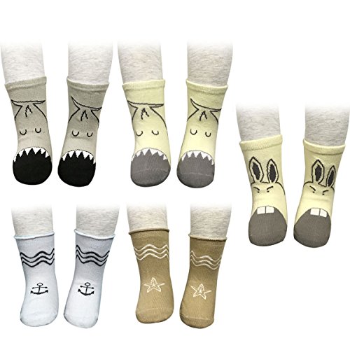 Bowbear 5-Pair Spunky Designs Baby Socks, Lively