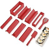 MEIDONG Sushi Making Kit Deluxe Edition with Complete Sushi Set 10 Pieces Plastic Sushi Maker Tool Complete with 8 Sushi Rice