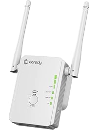 Coredy Upgraded N300 WiFi Range Extender Wireless Repeater Internet Signal Booster Wi-Fi Access Point Ethernet Antennas Boosting Whole Home WiFi Coverage, Compatible Alexa