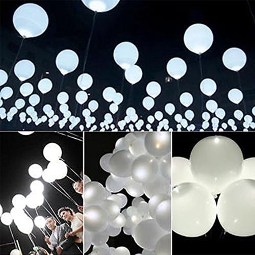 Balloon Bulk Multicolored Party Balloons 12 inch Brighting Assortment Pack Inflatable Decorations with Ribbon Ties (White)
