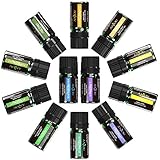 Essential Oils Set, Anjou Top 12 100 Pure Aromatherapy Essential Oil Kit, 12 x 5 ml (Lavender, Sweet Orange, Peppermint, Tea Tree, Eucalyptus, Lemongrass, Bergamot, Frankincense etc.)