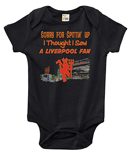 Sorry For Spittin Up Funny One-piece Baby Bodysuit for Manchester United Fans (0-3 Months, Black)