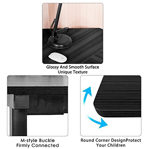 Corner Desk,Pexfix L-Shaped Wood Metal Corner Computer Desk PC Laptop Study Table with Bookshelf for Office or Home Use,Black - Thumbnail 4