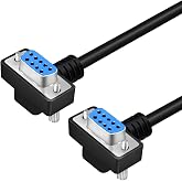Pidwaok DB9 Female to Female 270 Degree Right Angle RS232 Serial Extension Cable, 9-Pin COM Port Cable for PC, POS, Industrial Equipment (Nickel Plated, 1Meters)
