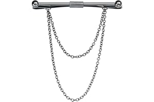 WCRAZYE Men Tie Pins Shirt Collar Pin Double Chains Tassel 18K Gold Silver Black Brass Collar Bar Tie Stick Pin Suit Accessories Wedding Business Gift