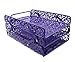 EasyPAG 3 Tier Desk Tray Carved Hollow Flower Pattern Design Triple Letter Tray,Purple