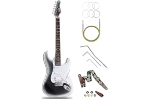 MUSILY 39in Electric Guitar Kit, Full Size Beginner Electric Guitar Starter Kit, Solid Body HSS Pickup with Guitar Strap, Cable, Picks, Strings (MetalBlackBurst)