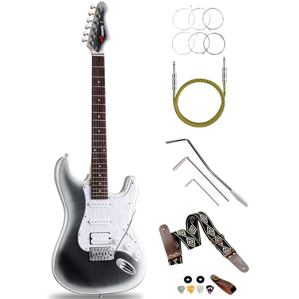 Photo 1 of **MISSING WRENCH***MUSILY 39in Electric Guitar Kit, Full Size Beginner Electric Guitar Starter Kit, Solid Body HSS Pickup with Guitar Strap, Cable, Picks, Strings...