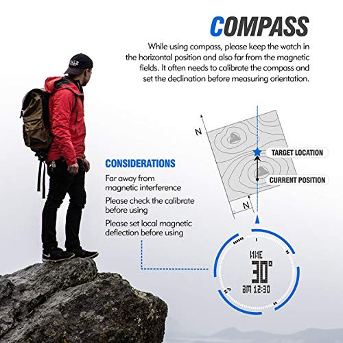 EZON Men's Hiking Outdoor Sports Watch with Altimeter Barometer Compass Thermometer Waterproof