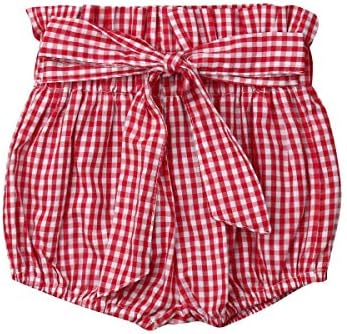 Toddler Baby Girl Shorts Elastic Waist Bowknot Waistband Bloomers Floral Gingham Polka Dots Pants Clothes Set