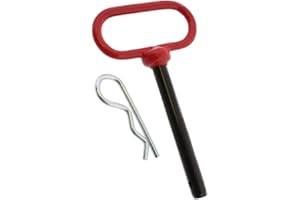 Joyangy 3/8 x 4 Inch Heavy Duty Tractor Hitch Pin & Clip, Red Handle Trailer Tow Hitch Pins for Tractors, RV, Truck, Boat, ATV, Car - Corrosion Resistant Solid Steel