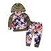 Askwind Baby Girls Floral Hoodie+ Floral Pant Set Leggings 2 Piece Outfits (6-12 Months, Army Green)
