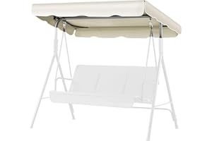 Flexzion Replacement Canopy for Outdoor Swing - 66" X 45" 2 Seat Bench Glider Swings Shade Fabric UV Weather Waterproof for Outdoor Garden Patio Yard Park Porch Seat Furniture, White