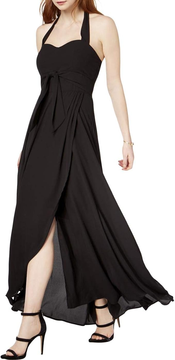 black halter maxi dress