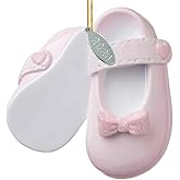 Baby Girl Shoe Ornament, Pink Baby Girl Booties for Babys First Christmas Ornament Pink - Can Be Personalized at Home - Comes in a Gift Box