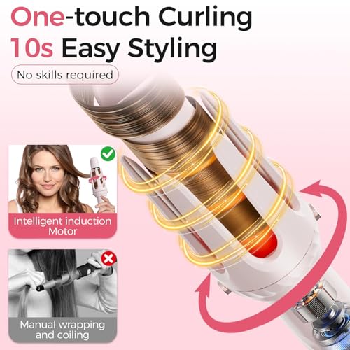 Automatic Hair Curler 3 in 1 Pink – Ceramic Coating Ice, Fast Heating 30s, 5 Temperatures (160°C-200°C), 40min Auto Off, Sound Alert, Pink