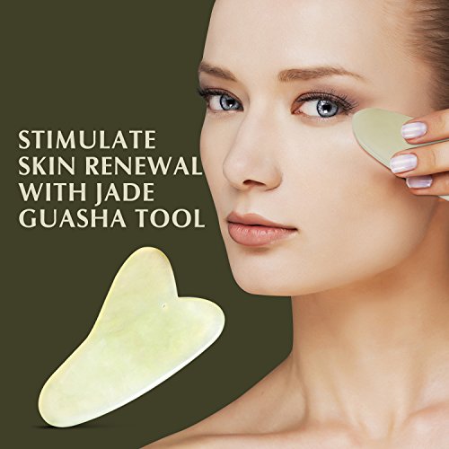 image for SHISOH Jade Roller for Face + Convenient Gua Sha Scraping Massage Tool
