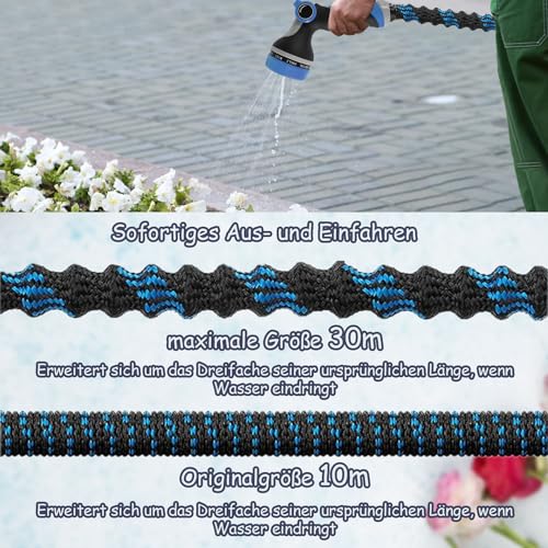 Efymosce Expandable Garden Hose, Expandable Garden Hose with 1/2" and 3/4" Adapters, 10 Watering Modes, Durable Triple Thick Latex with Fittings and Bag (100FT)