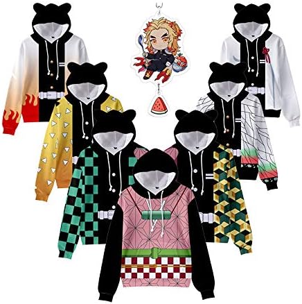 鬼滅の刃用 子供服 富岡義勇 パーカー 猫耳 長袖 ジャケット コート コスチューム 男の子 女の子 秋冬用 柔らかい キッズ プルオーバー プリント上着 ハロウイーン イベント 誕生日プレゼント禰豆子 炭治郎 善逸 胡蝶 しのぶ 富岡義勇 たんじろう ねずこ 仮装 衣装 子供