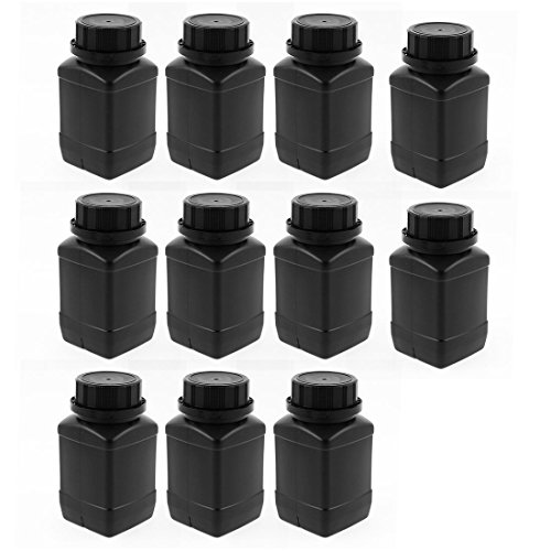 uxcell 10pcs 250ml Plastic Round Wide Mouth Chemical Sample Sealed Reagent Bottle Black - Thumbnail 3