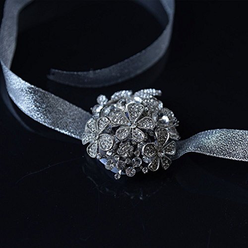 S_SSOY Bridesmaid Crystal Rhinestone Wrist Corsage Wristband Girl Bridal Bride Wrist Flower Corsage Flowers for Wedding Prom Homecoming Party Decor Pack of 1