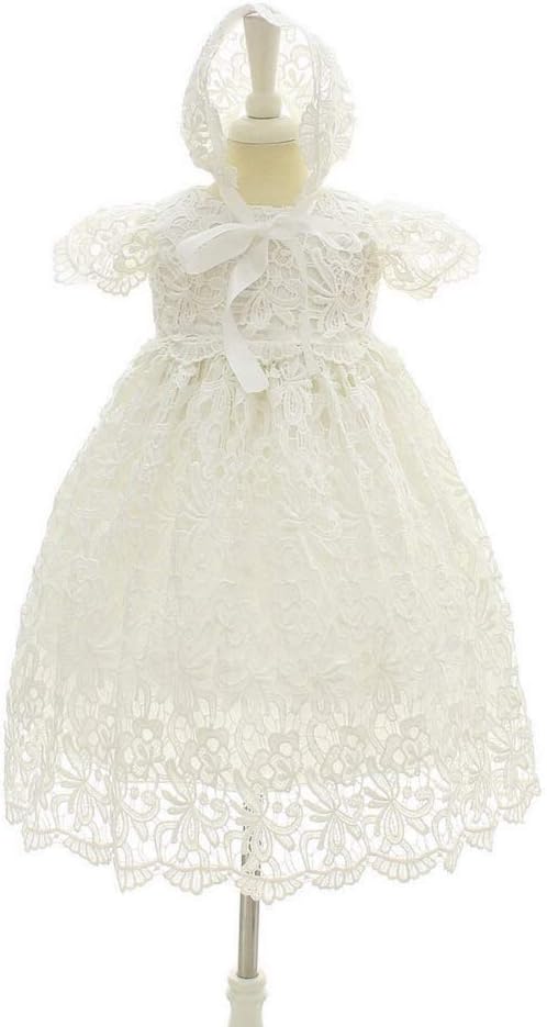 MILASIA Baby Girl Princess Elegant Dress Formal Birthday Baptism Dress - Wedding Dress Baptism Girl With Hat