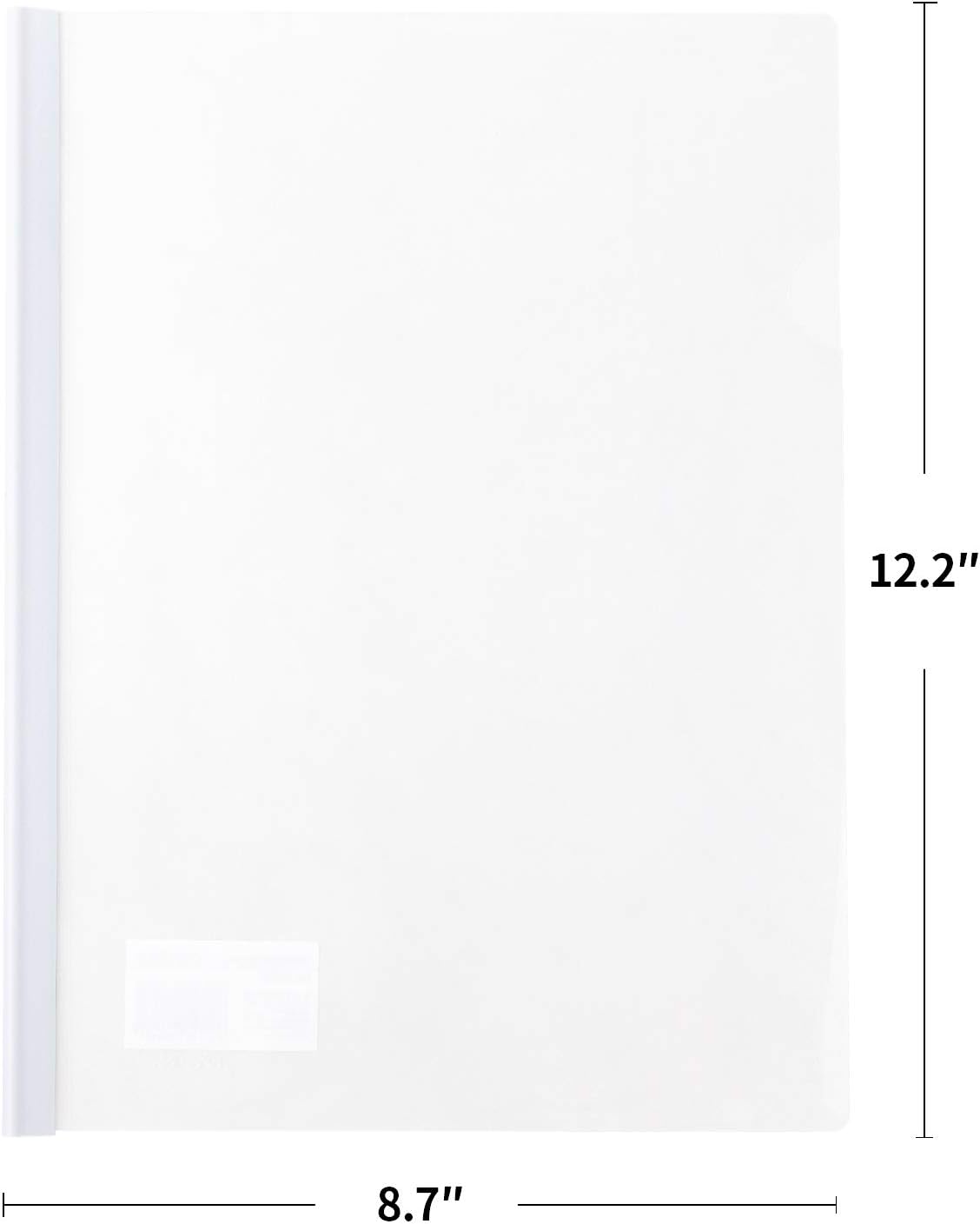 Deli 10 Pack Sliding Bar Clear Report Covers, Transparent Resume Presentation File Folders Organizer Binder for A4 Size Paper, White : Office Products