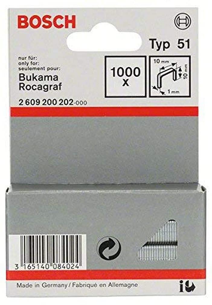 Bosch Accessories 2609200202 Fine Wire Staple, Silver, 10 x 10 mm, Set of 1000 Piece