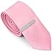 Bundle Monster Mens Skinny Tie Necktie 4pc Set Accessory for Weddings Pink
