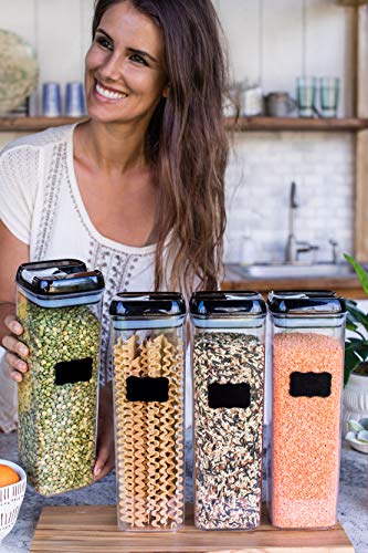 Airtight-Food-Storage-Containers-for-Pantry-Organization--by-Simply-Gourmet-4-Piece-Tall-Pasta-or-Spaghetti-Container-Storage-BPA-Free-Kitchen-Storage-Containers-with-FREE-Labels-Marker