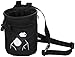 AMC Climbing Chalk Bag with Panda Embroidery/Front Pocket/Belt (Black, 6 inches x 4 inches)