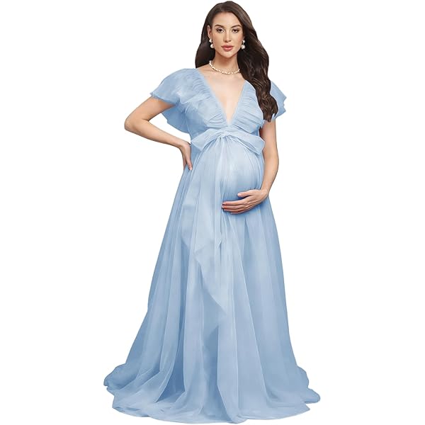 baby shower guest dress blue Royal Blue Maternity Wrap Gown, Baby shower Dress, Pregnant guest XL / Royal Blue main image 1