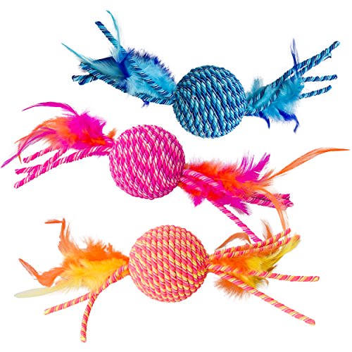 Ethical Pets 52072 Elasteeez Ball/Feathers Pet Feather Toys