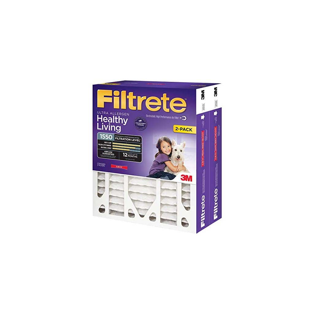 Filtrete 16x25x4(SlimFit), AC Furnace Air Filter, MPR 1550 DP, Healthy