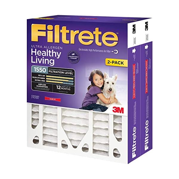 Filtrete 16x25x4(SlimFit), AC Furnace Air Filter, MPR 1550 DP, Healthy