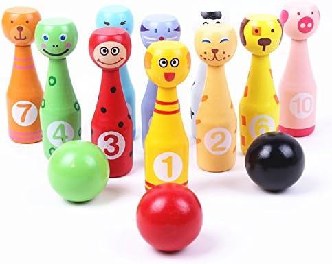 Mercurry Wooden Bowling Ball Games Toys Kids Creative Developmental Fun Activities Birthday Present