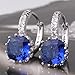 GULICX Fashion White Gold Electroplated Sapphire Color Blue Huggie Hoop Earrings Cubic Zirconia