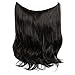 FESHFEN 20 inch Secret Halo Hair Extensions Flip in Curly Wavy Hidden Hair Extension Synthetic Hair Pieces for Women No Clips Full Head Invisible Wire Secret String Transparent Wire Extensions