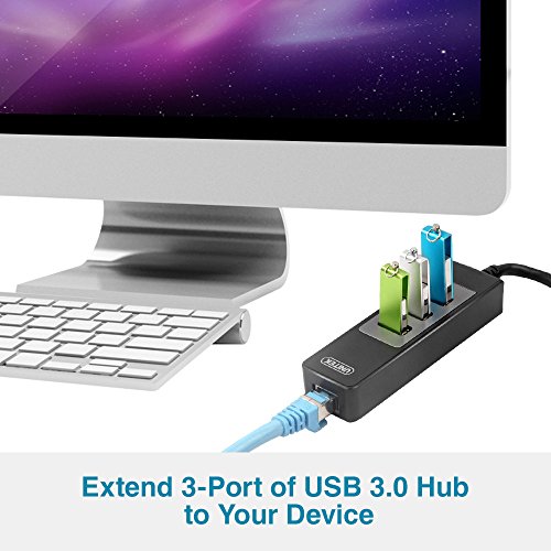 image for Unitek 3 Port USB 3.0 Hub with Ethernet RJ45 10/100/1000 Gigabit Netwo