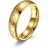 Meilord 6mm Lord of The Rings Ring for Men and Women Gold Silver Magic Ring Luminous Glow Ring Glowing in The Dark Wedding Band Comfort Fit