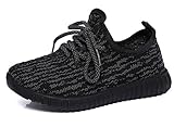 DADAWEN Girl's Boy's Breathable Light Weight Lace-Up Running Shoes Sneakers(Toddler/Little Kid) Black US Size 5.5 M Toddler